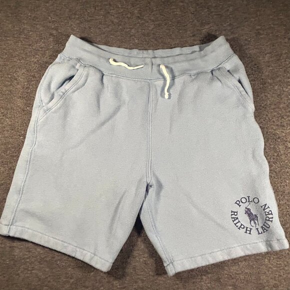 Polo Ralph Lauren Shorts Boys Size M 10/12 Baby Blue Fleece Casual Active Sports - Picture 1 of 8